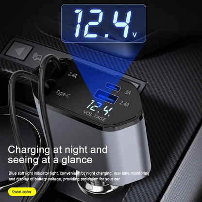 4 IN 1 Retractable Dual Car Charger