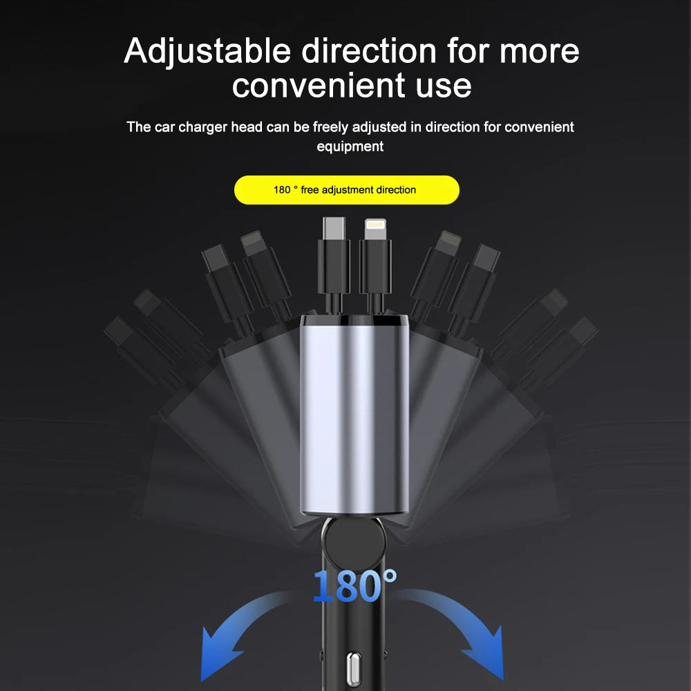 4 IN 1 Retractable Dual Car Charger